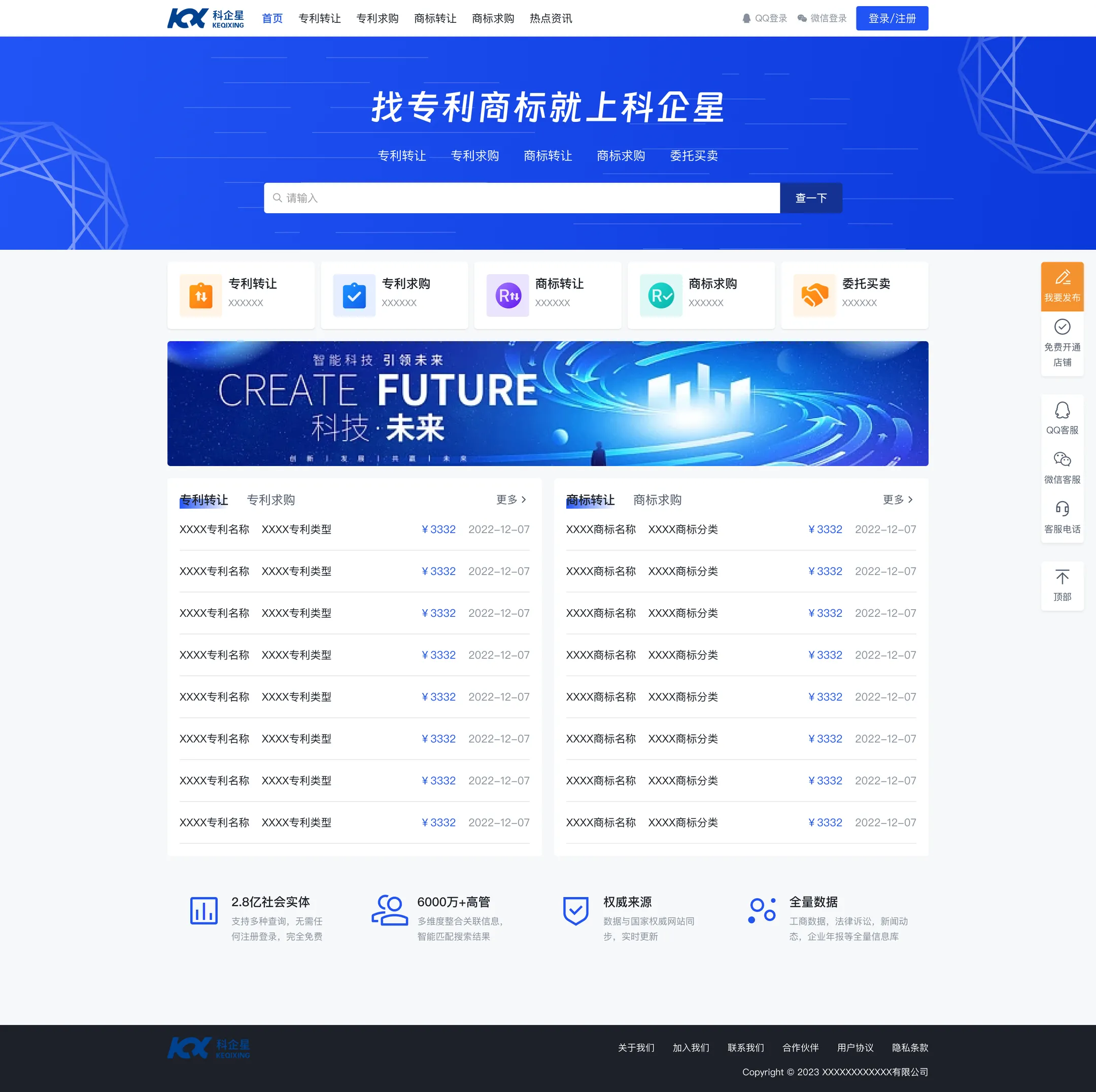 科企星专利商机平台首页